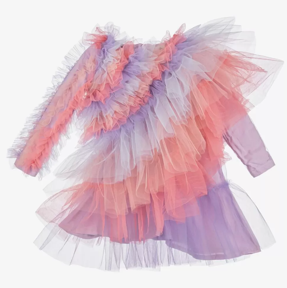 RaspberryPlum Girls Pink & Blue Asymmetric Tulle Dress^ Dresses