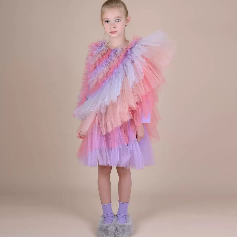 RaspberryPlum Girls Pink & Blue Asymmetric Tulle Dress^ Dresses