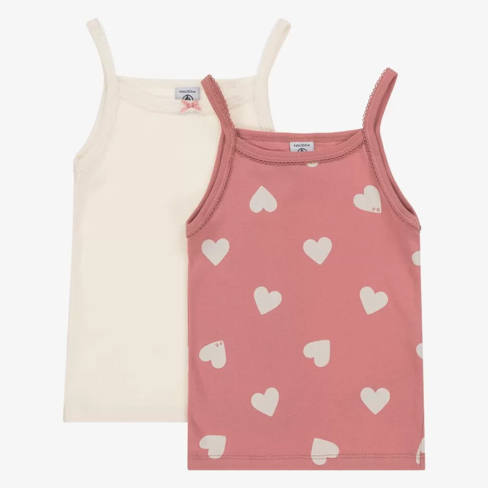 Petit Bateau Girls Pink & Ivory Organic Cotton Vests (2 Pack)^ Underwear