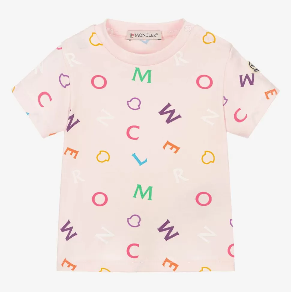 Moncler Enfant Girls Pink & Multi Logo T-Shirt^ Tops