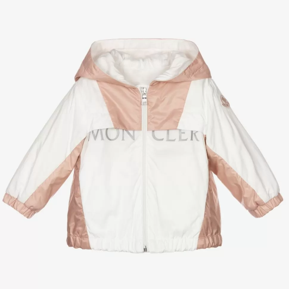 Moncler Enfant Girls Pink & White Logo Jacket^ Coats & Jackets