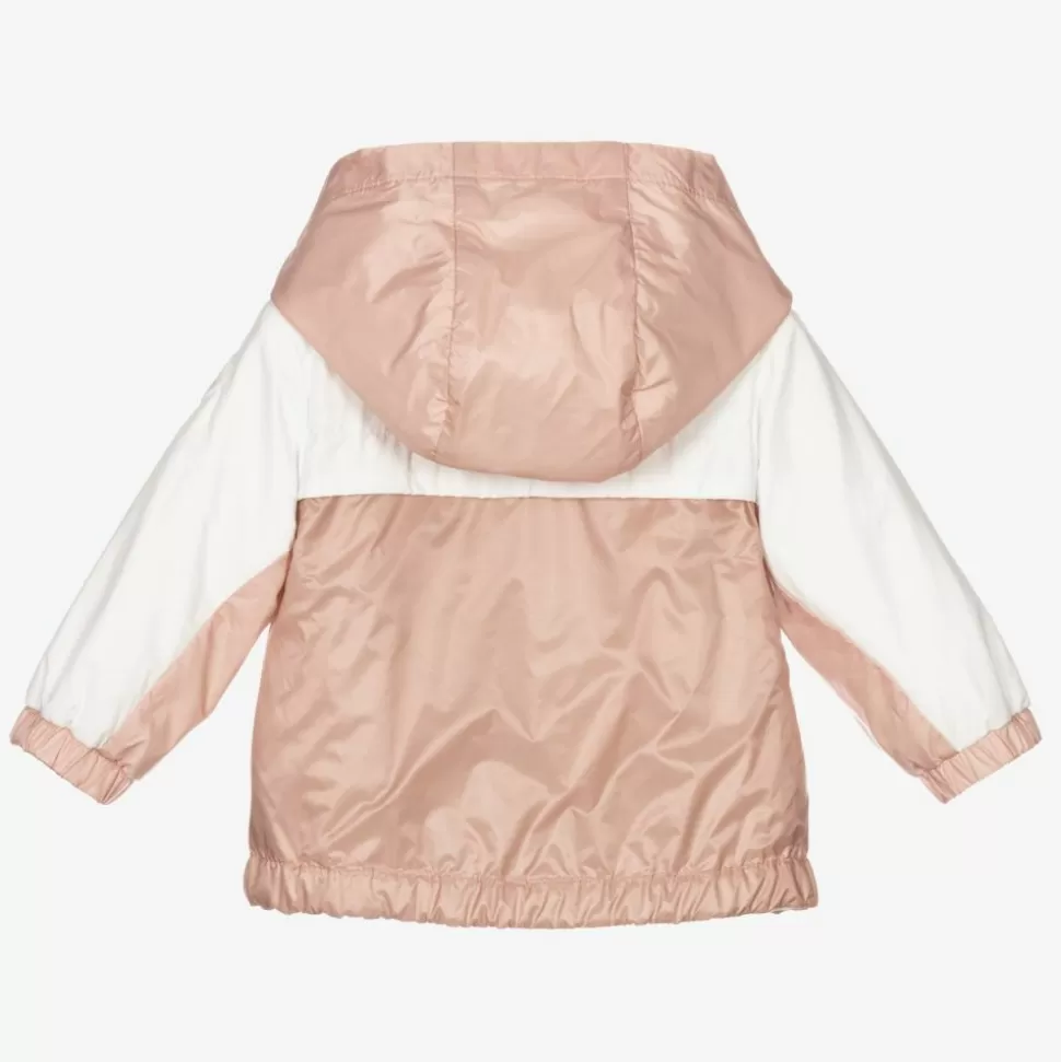 Moncler Enfant Girls Pink & White Logo Jacket^ Coats & Jackets