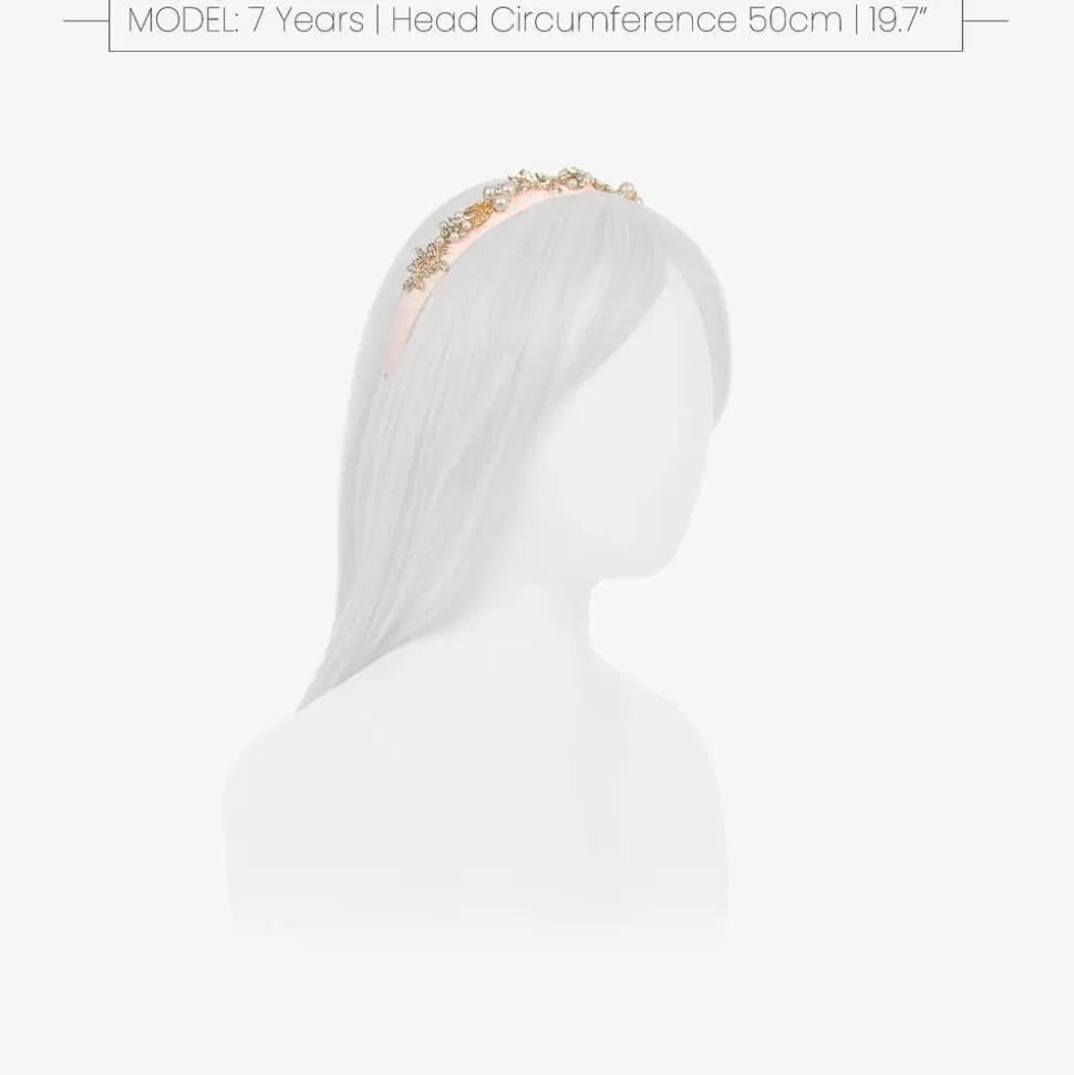David Charles Girls Pink & Diamanté Leaves Hairband^ Hair Accessories