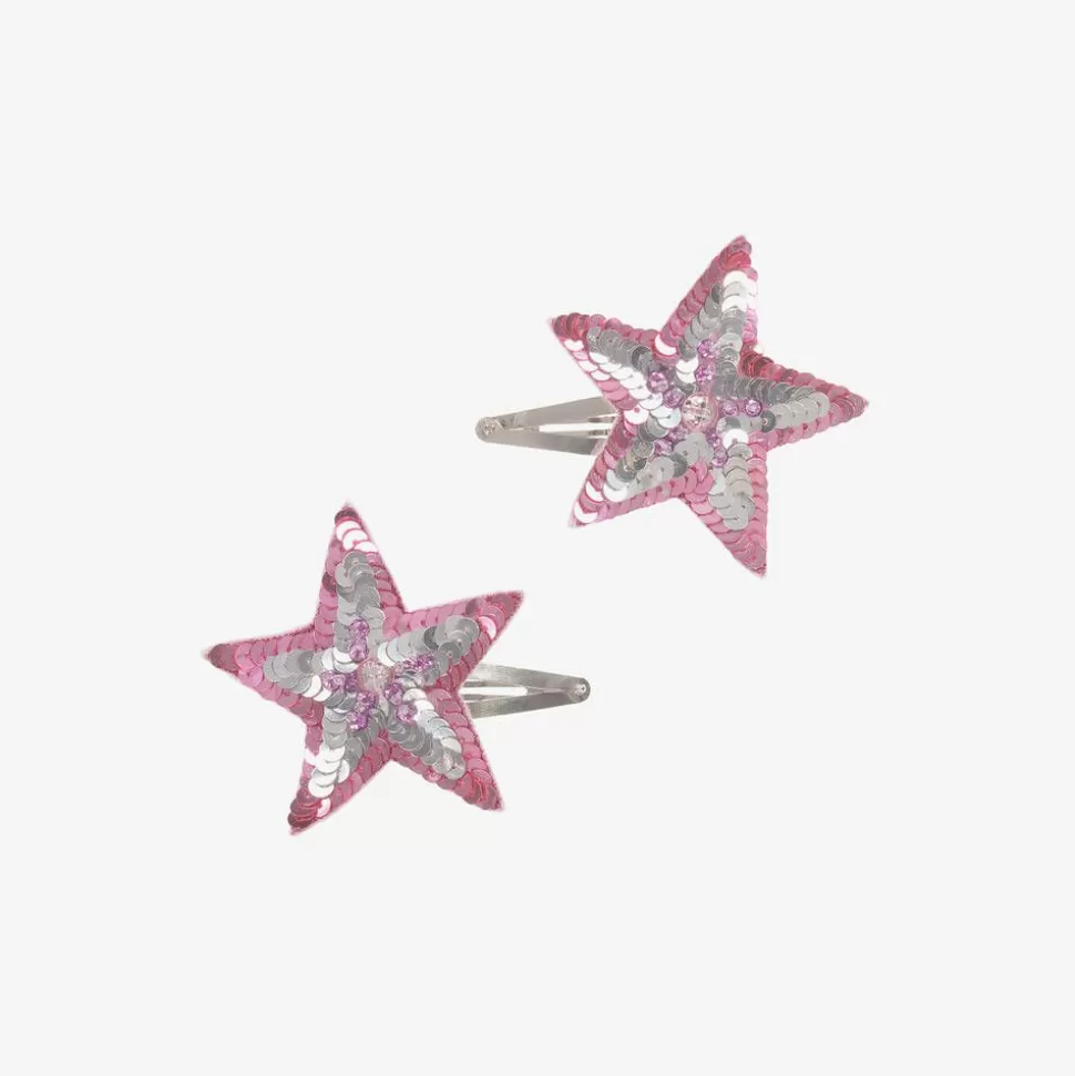 Tutu du Monde Girls Pink & Silver Sequin Star Hairclips (2 Pack)^ Hair Accessories