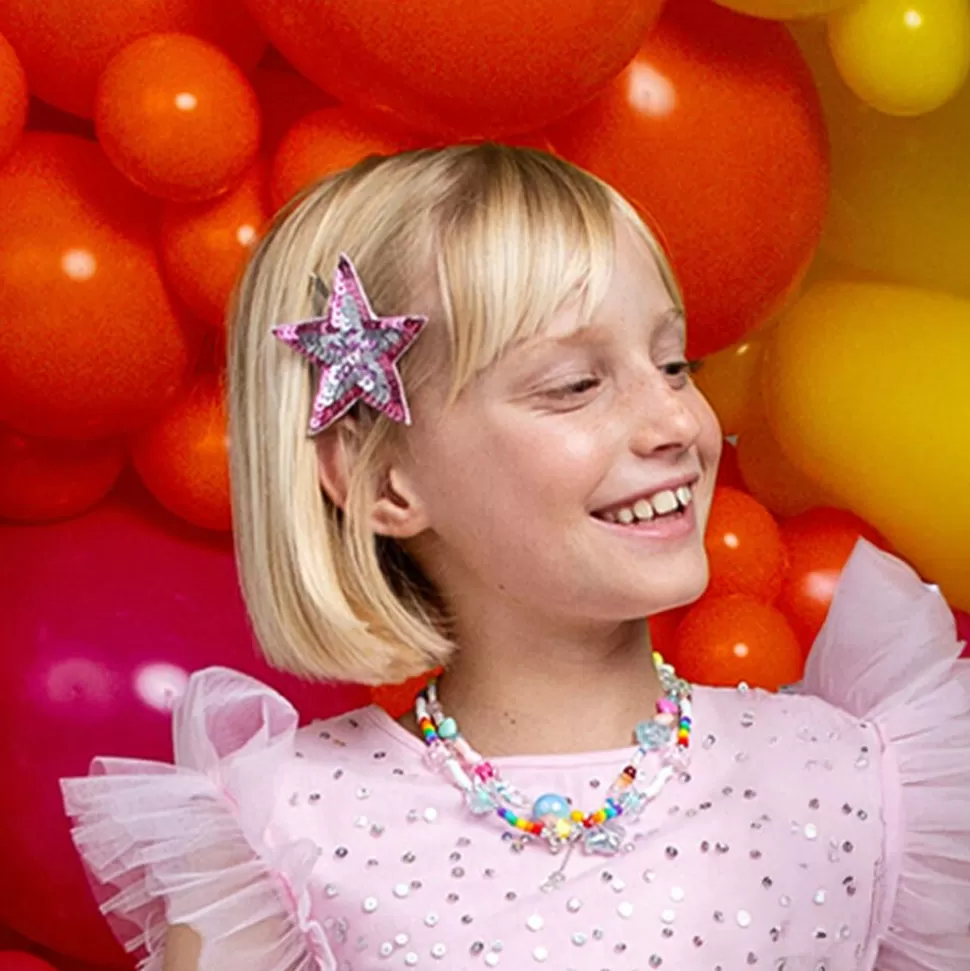 Tutu du Monde Girls Pink & Silver Sequin Star Hairclips (2 Pack)^ Hair Accessories