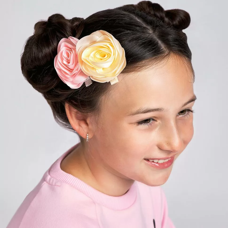 Milledeux Girls Pink & Yellow Rose Hairclips (2 Pack)^ Hair Accessories