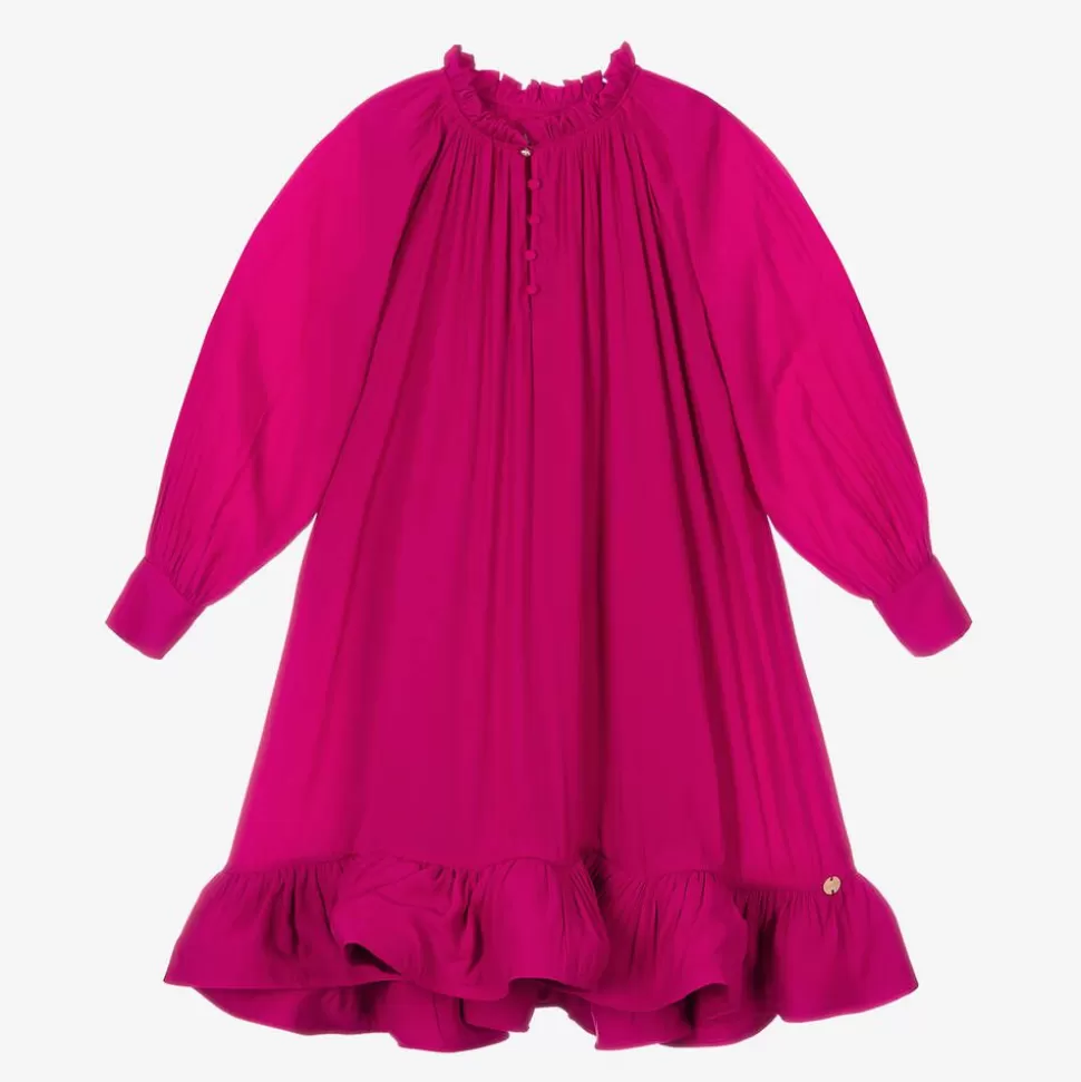Lanvin Girls Pink Charmeuse Ruffle Dress^ Dresses