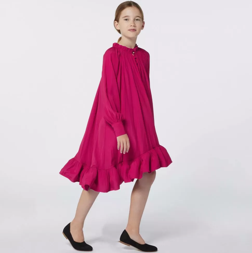 Lanvin Girls Pink Charmeuse Ruffle Dress^ Dresses