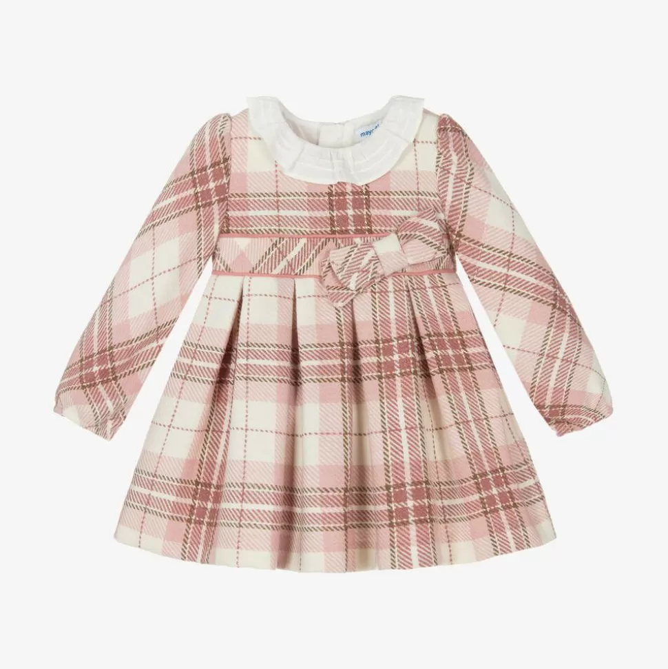 Mayoral Girls Pink Check Dress^ Dresses