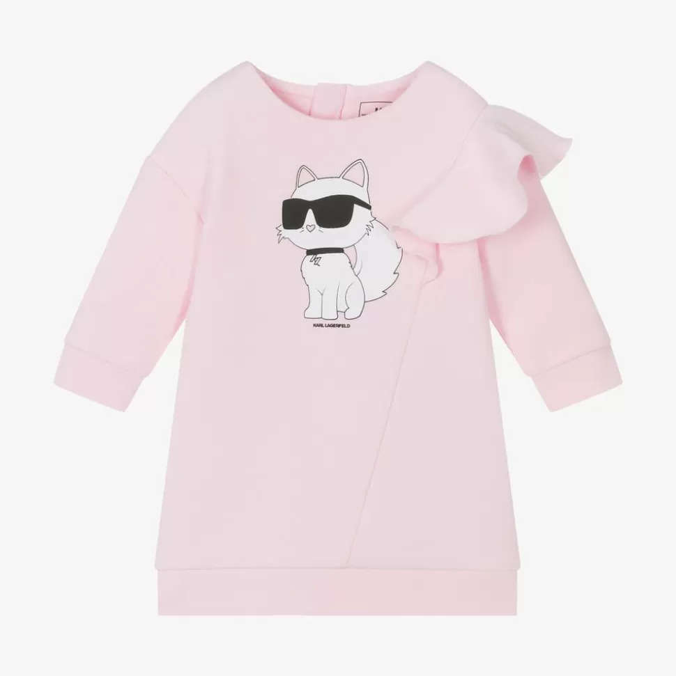 KARL LAGERFELD KIDS Girls Pink Choupette Sweatshirt Dress^ Dresses