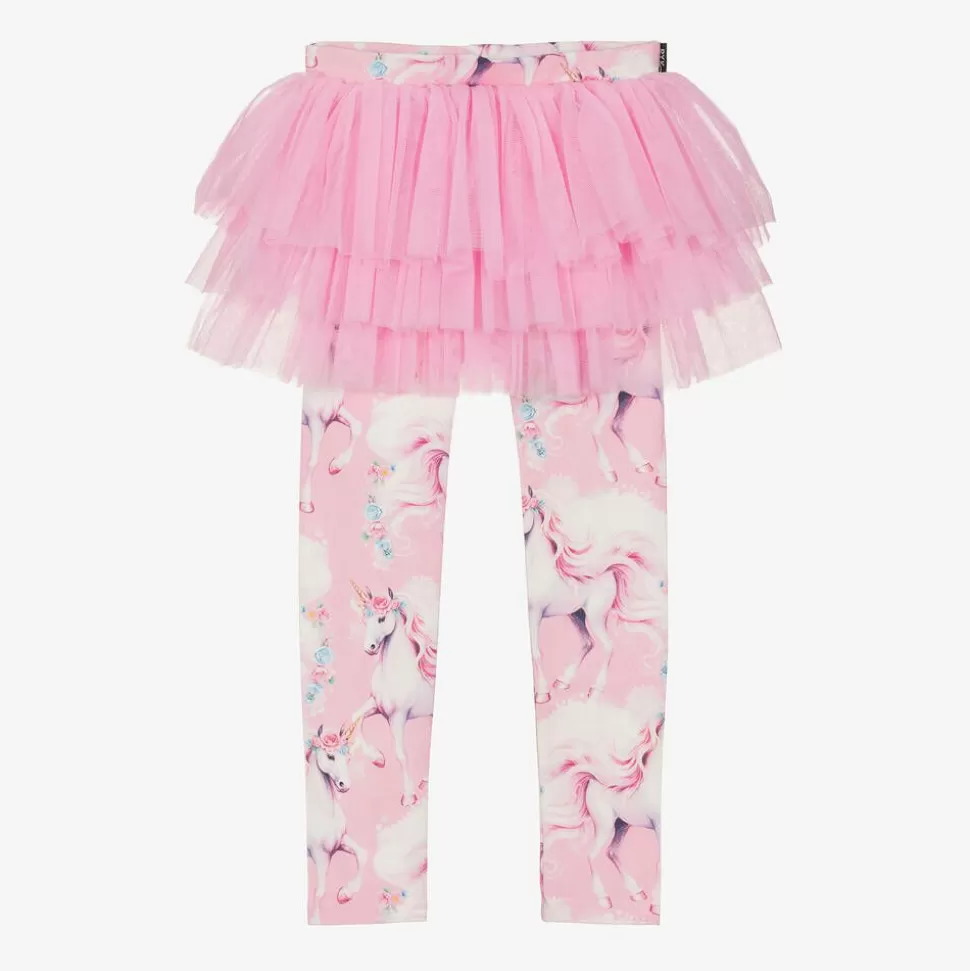Rock Your Baby Girls Pink Cotton & Tulle Unicorn Leggings^ Leggings