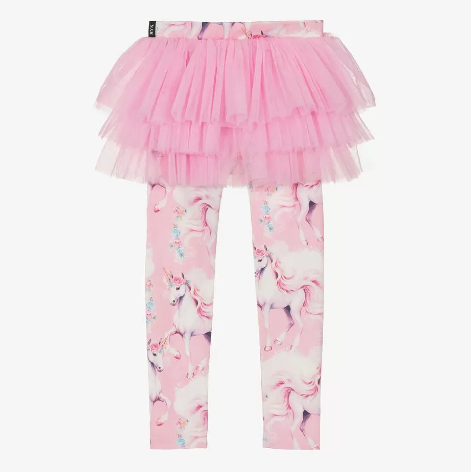 Rock Your Baby Girls Pink Cotton & Tulle Unicorn Leggings^ Leggings