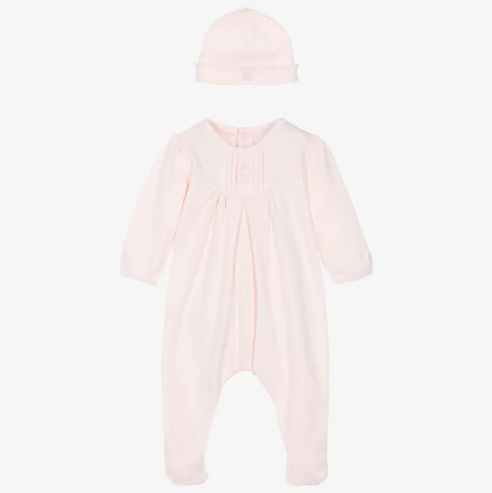 Emile et Rose Girls Pink Cotton Babygrow & Hat Set^ Babysuits