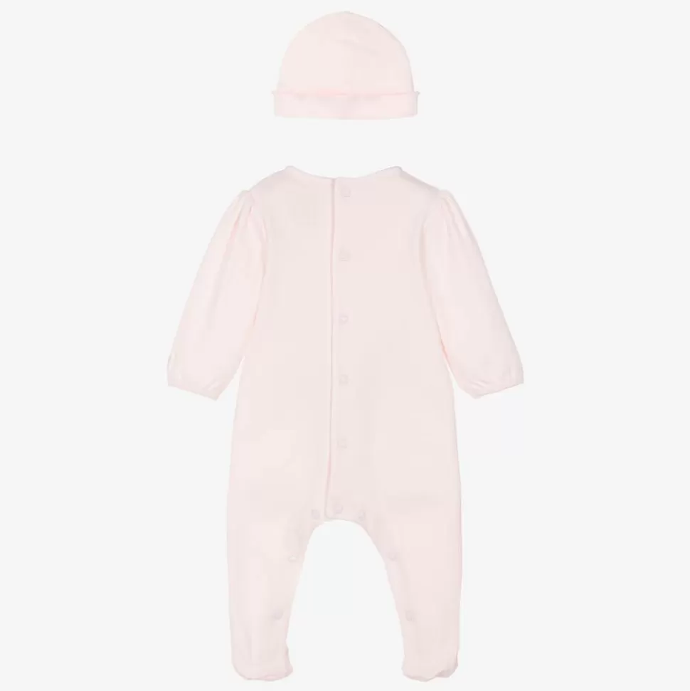 Emile et Rose Girls Pink Cotton Babygrow & Hat Set^ Babysuits