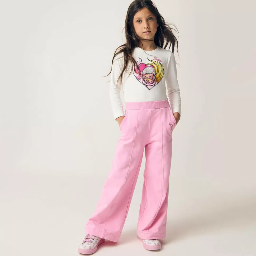 Monnalisa Girls Pink Cotton Barbie Joggers^ Trousers