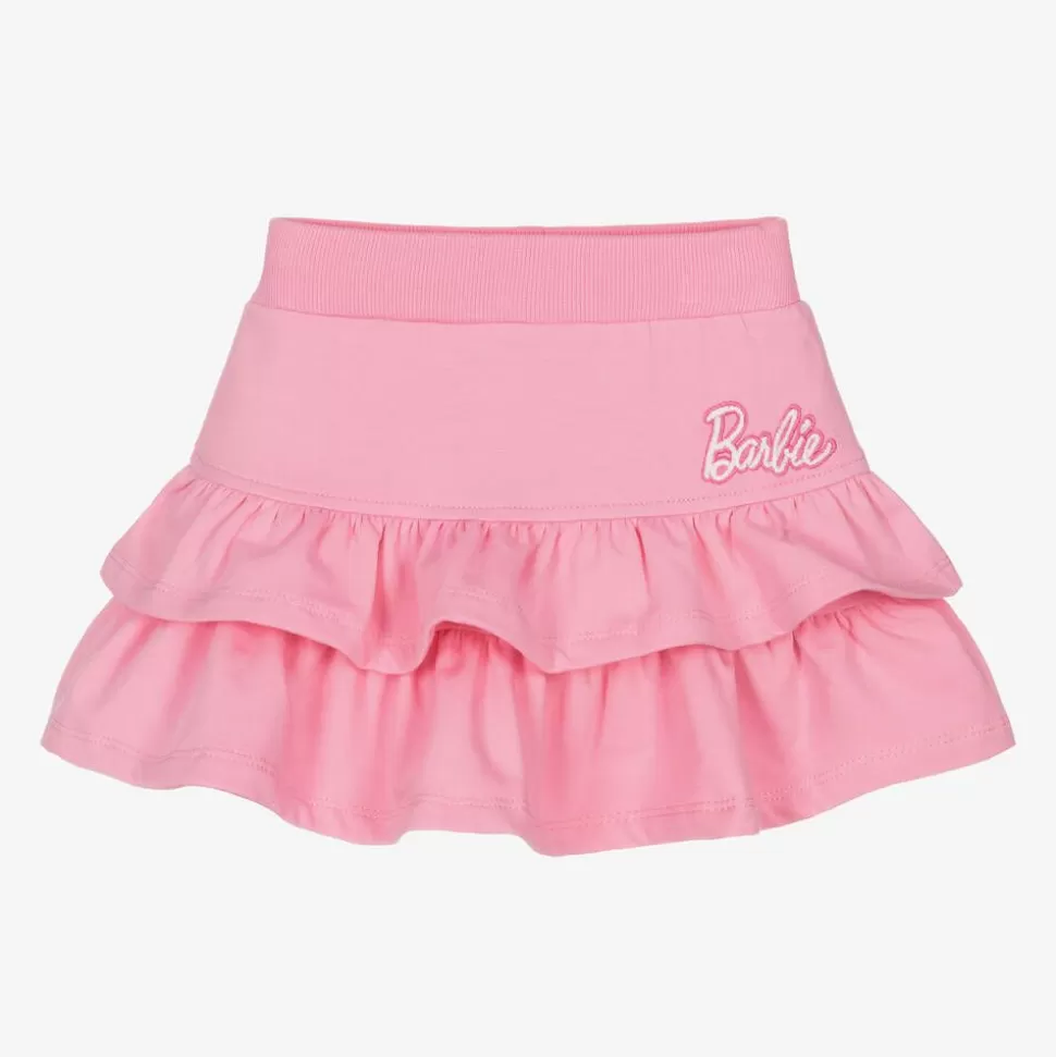 Monnalisa Girls Pink Cotton Barbie Ruffle Skirt^ Skirts