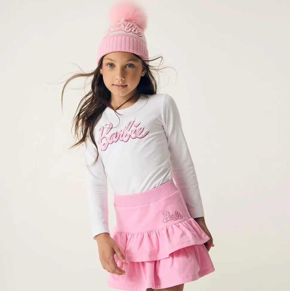 Monnalisa Girls Pink Cotton Barbie Ruffle Skirt^ Skirts
