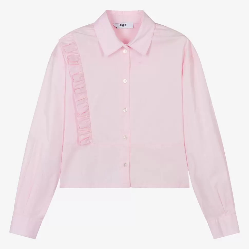 MSGM Girls Pink Cotton Blouse^ Tops