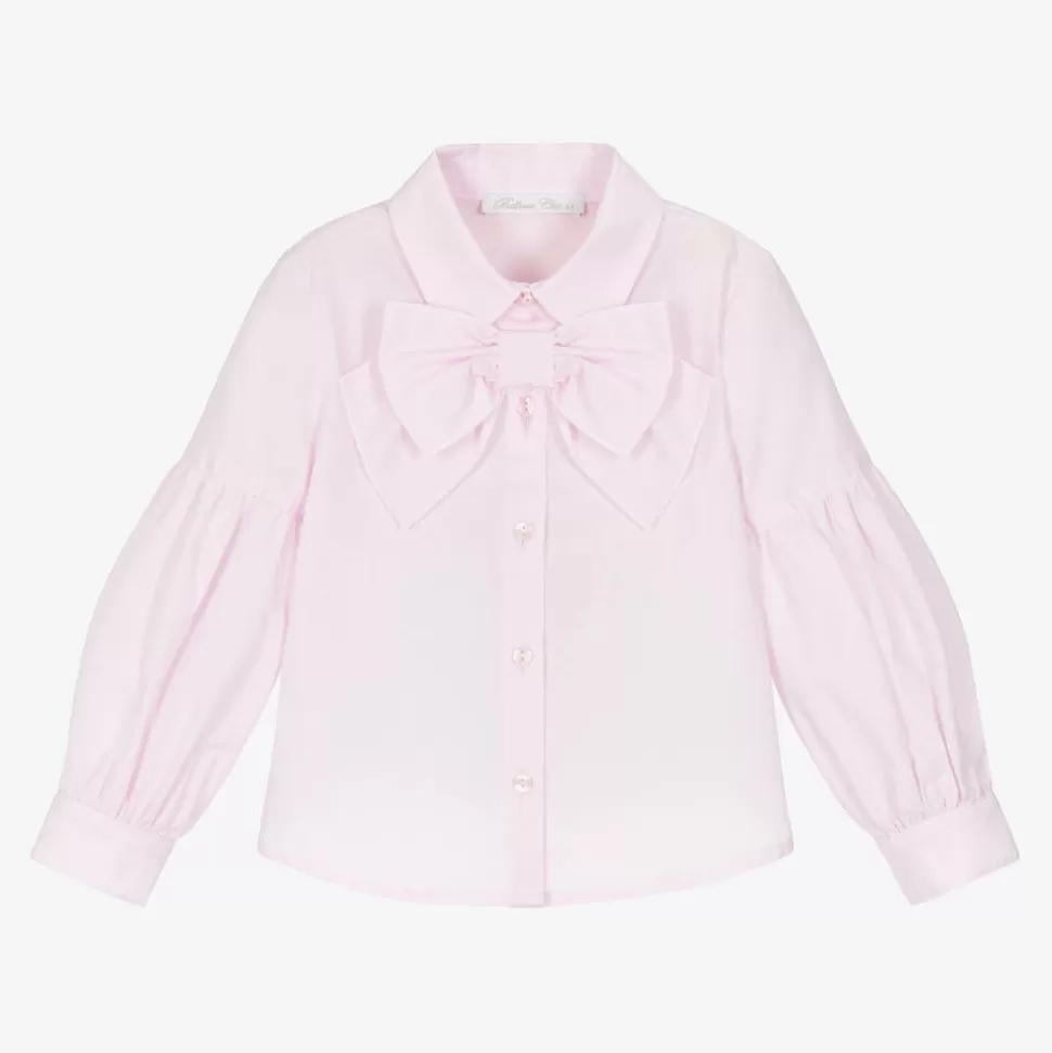 Balloon Chic Girls Pink Cotton Bow Blouse^ Tops