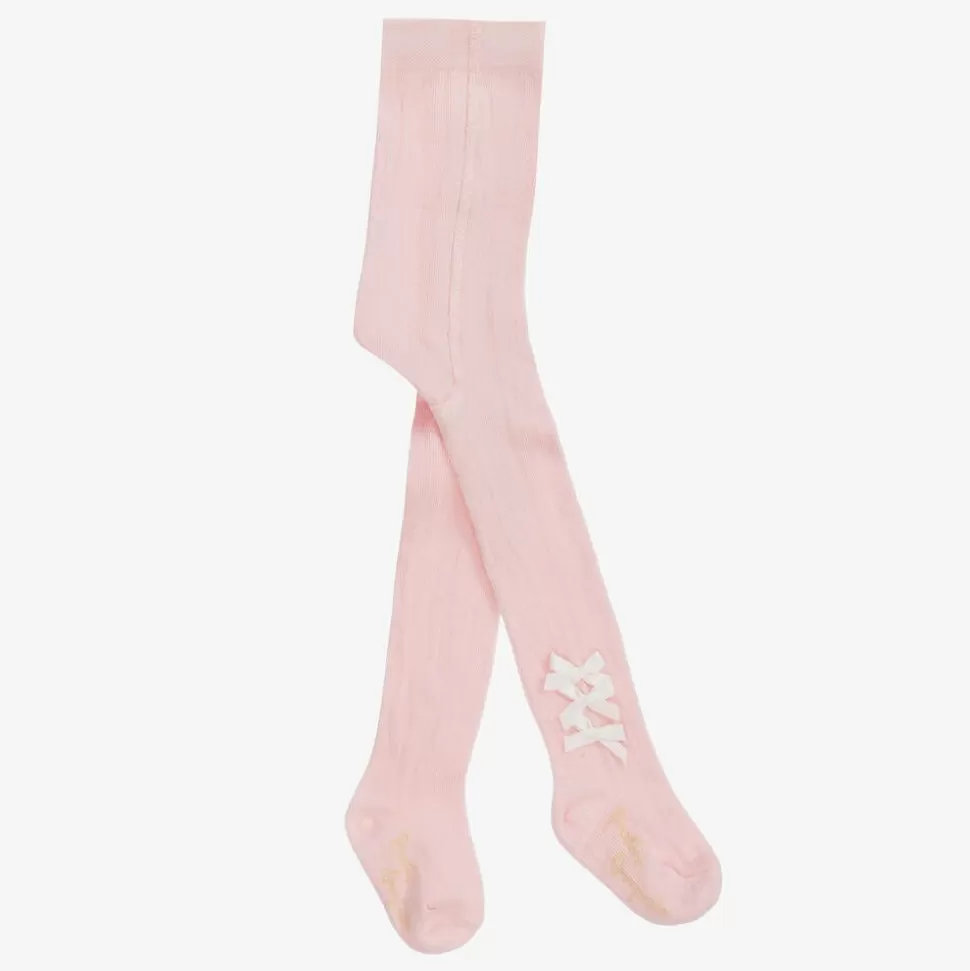 Pretty Originals Girls Pink Cotton Bow Tights^ Tights