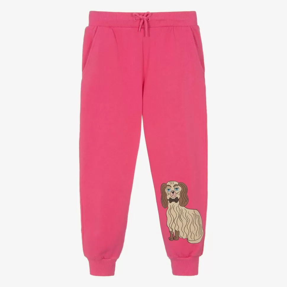 Mini Rodini Girls Pink Cotton Dog Print Joggers^ Trousers