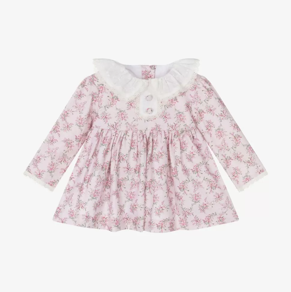 Foque Girls Pink Cotton Floral Dress^ Dresses