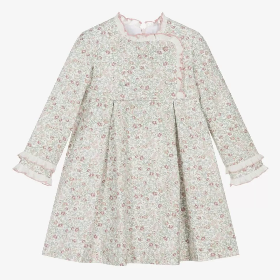 Foque Girls Pink Cotton Floral Dress^ Dresses