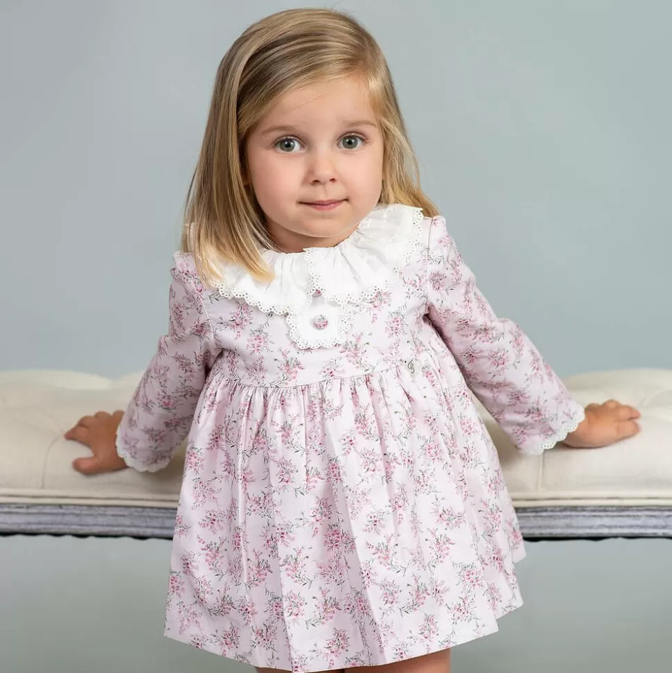 Foque Girls Pink Cotton Floral Dress^ Dresses