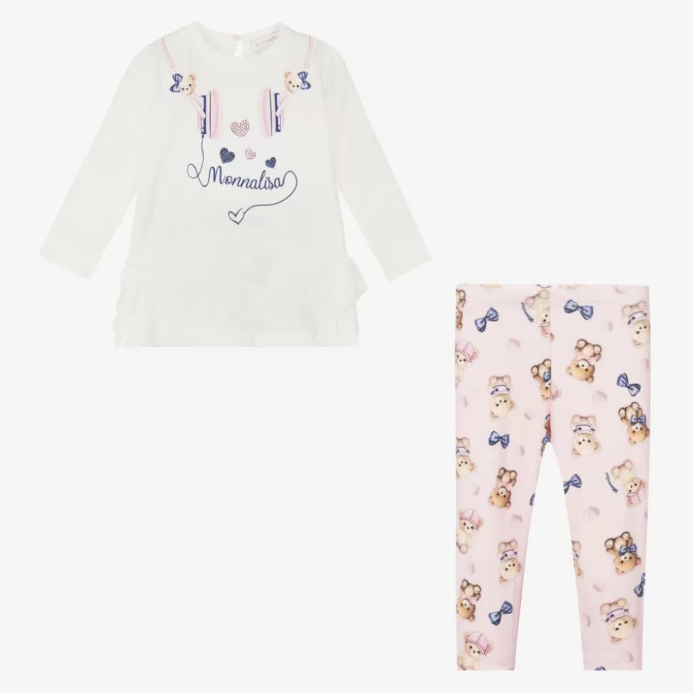 Monnalisa Girls Pink Cotton Headphones Leggings Set^ Outfit Sets