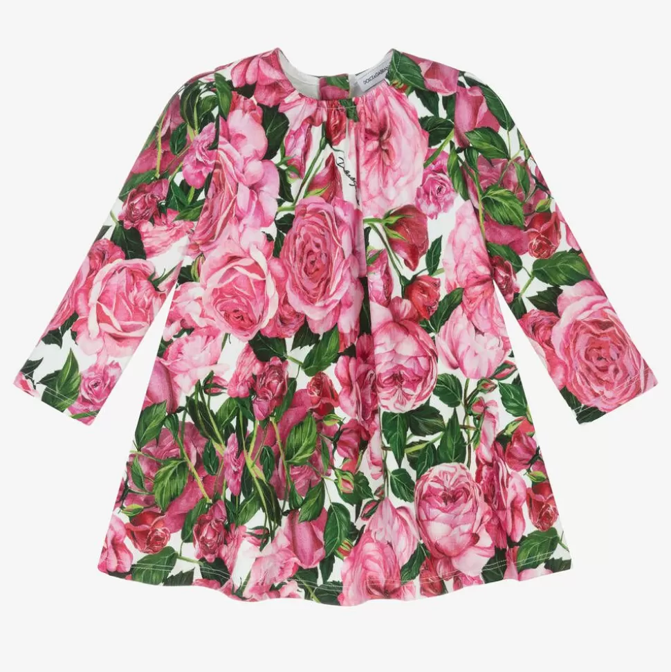 Dolce amp; Gabbana Girls Pink Cotton Jersey Floral Dress^ Dresses