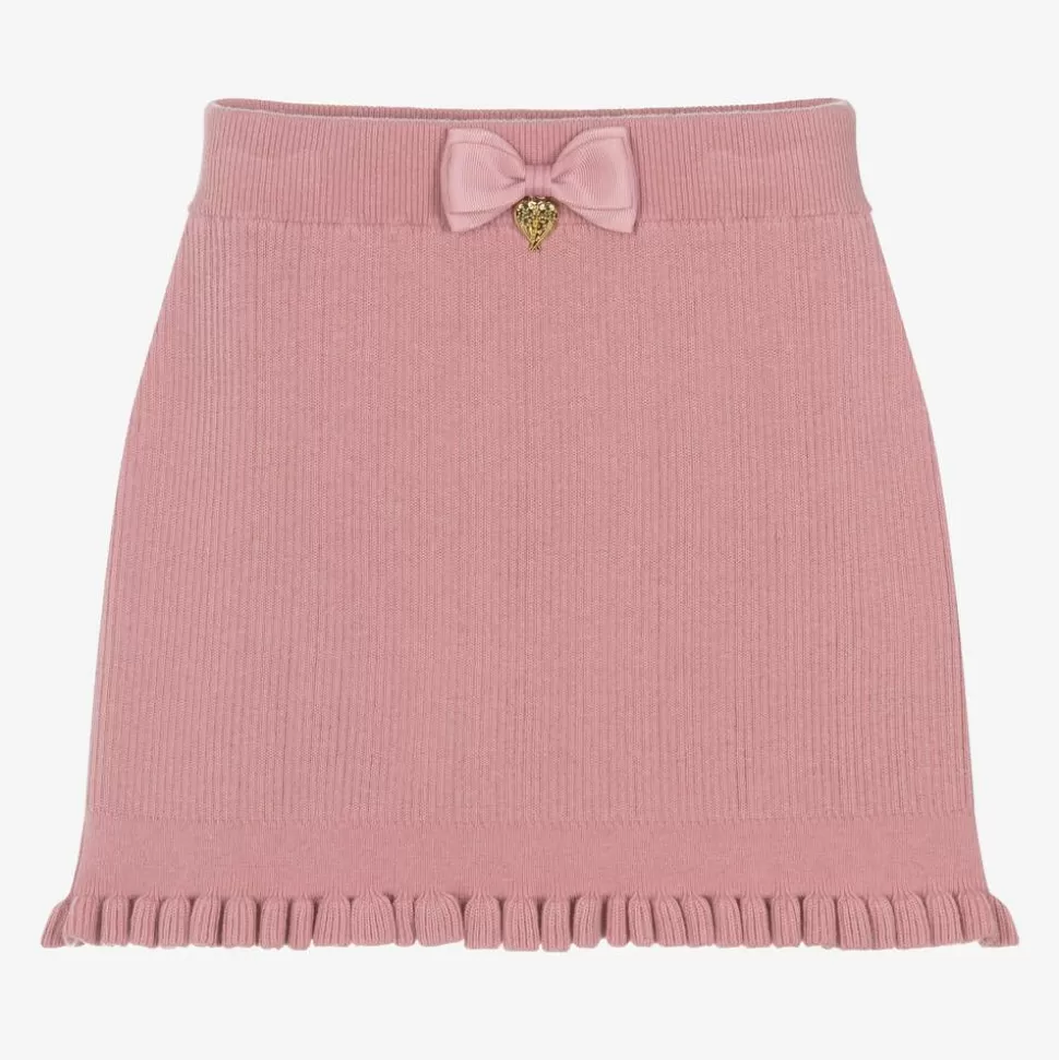 Angels Face Girls Pink Cotton Knit Bow Skirt^ Skirts