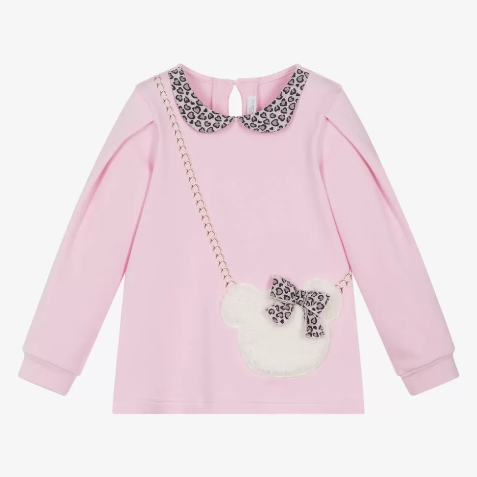 Balloon Chic Girls Pink Cotton Teddy Bag Top^ Tops