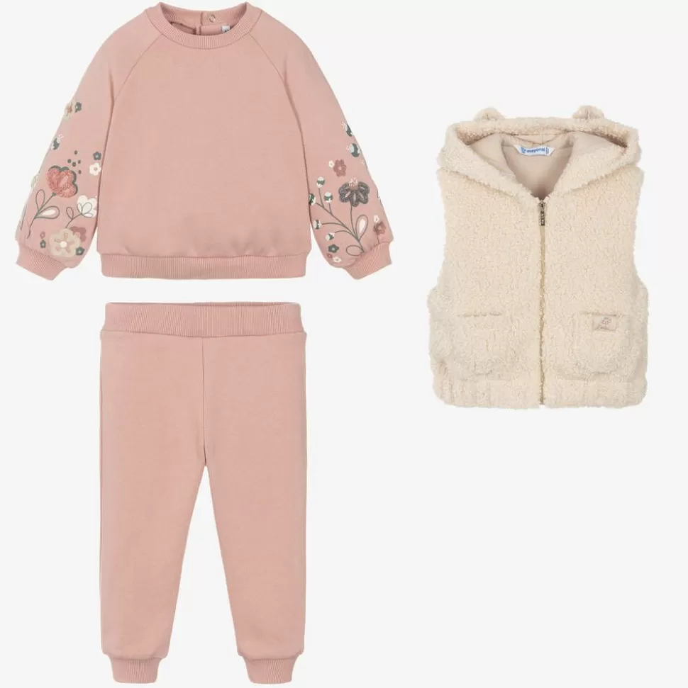 Mayoral Girls Pink Cotton Tracksuit Set^ Tracksuits