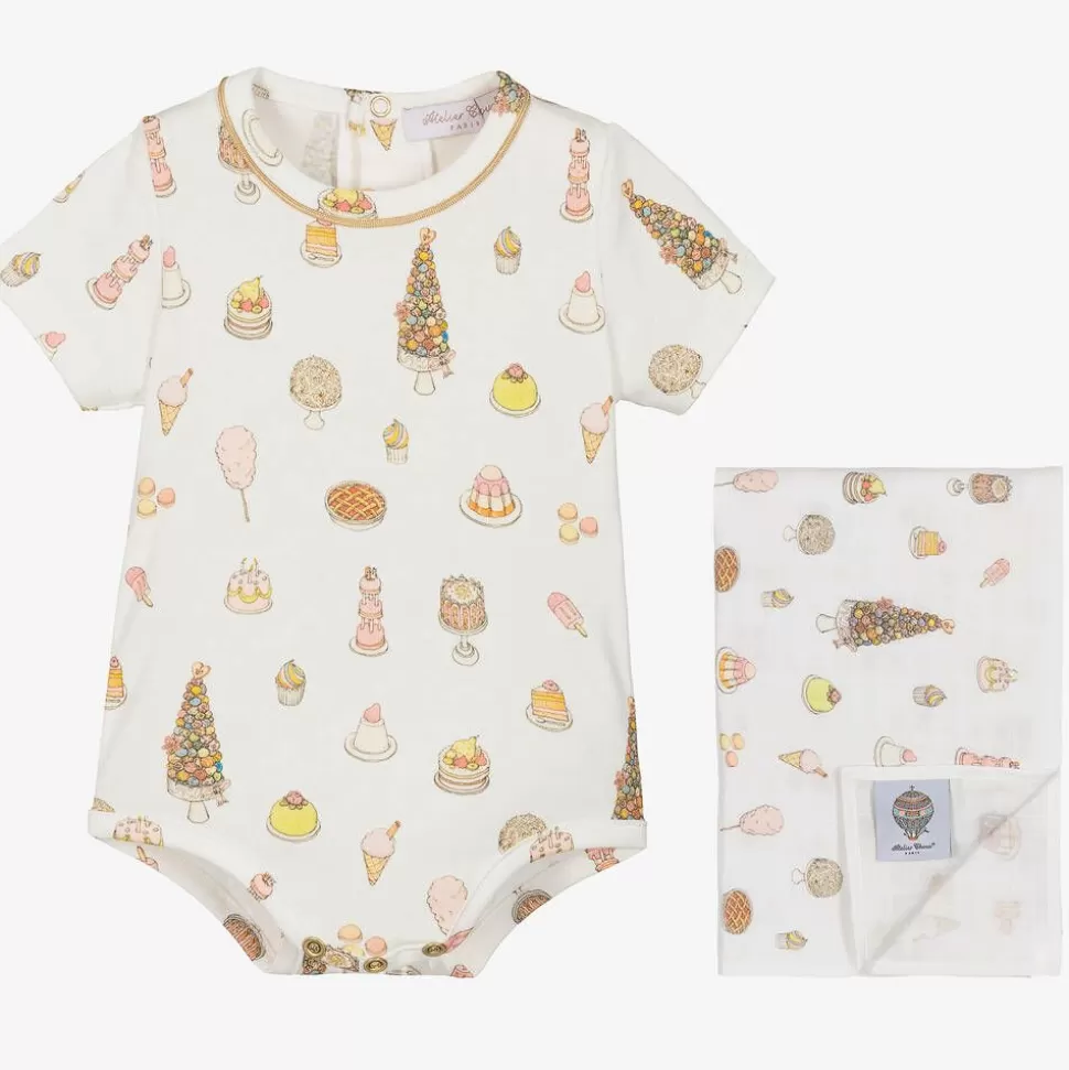 Atelier Choux Paris Girls Pink Cotton Treats Babysuit Gift Set^ Gifts | Babysuits