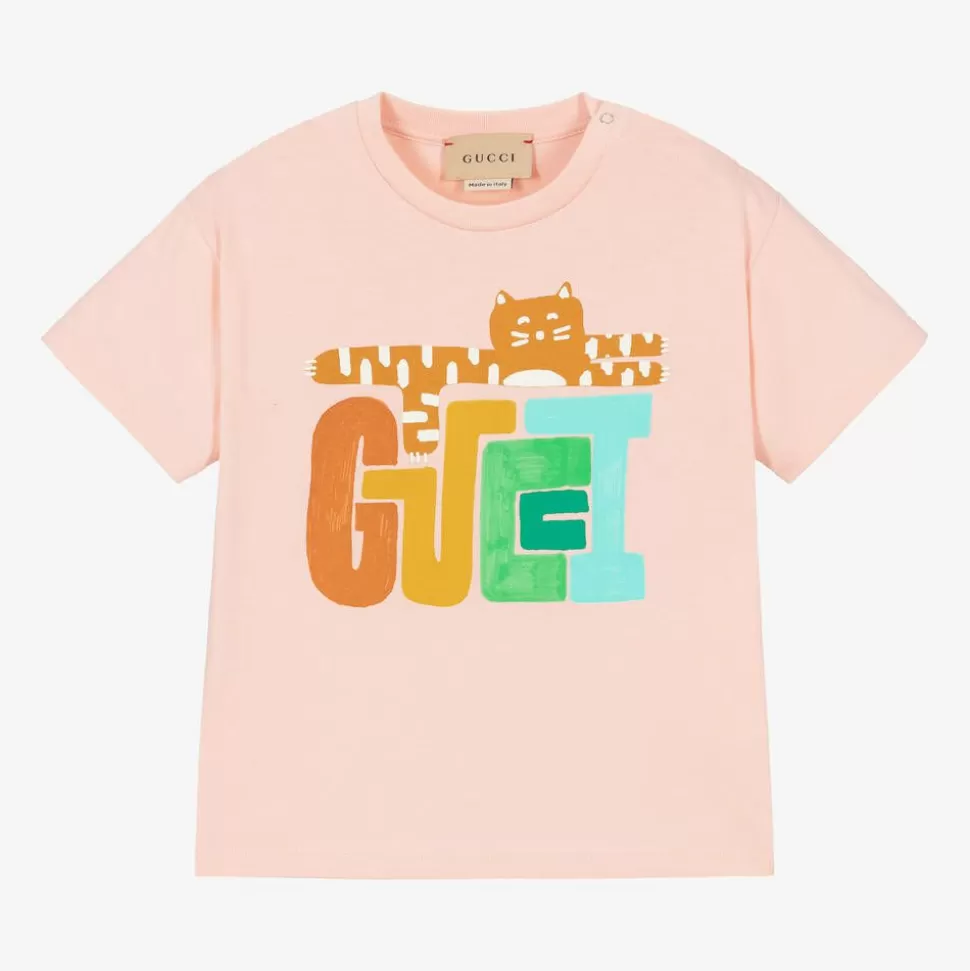 Gucci Girls Pink Cotton T-Shirt^ Tops | Tops