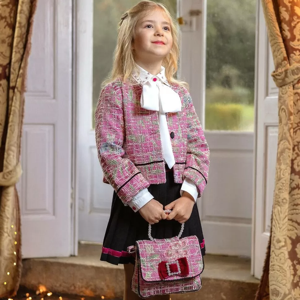 Piccola Speranza Girls Pink Cotton Tweed Jacket^ Coats & Jackets