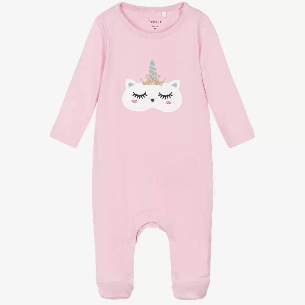 NAME IT Girls Pink Cotton Unicorn Babygrow^ Gifts | Babysuits