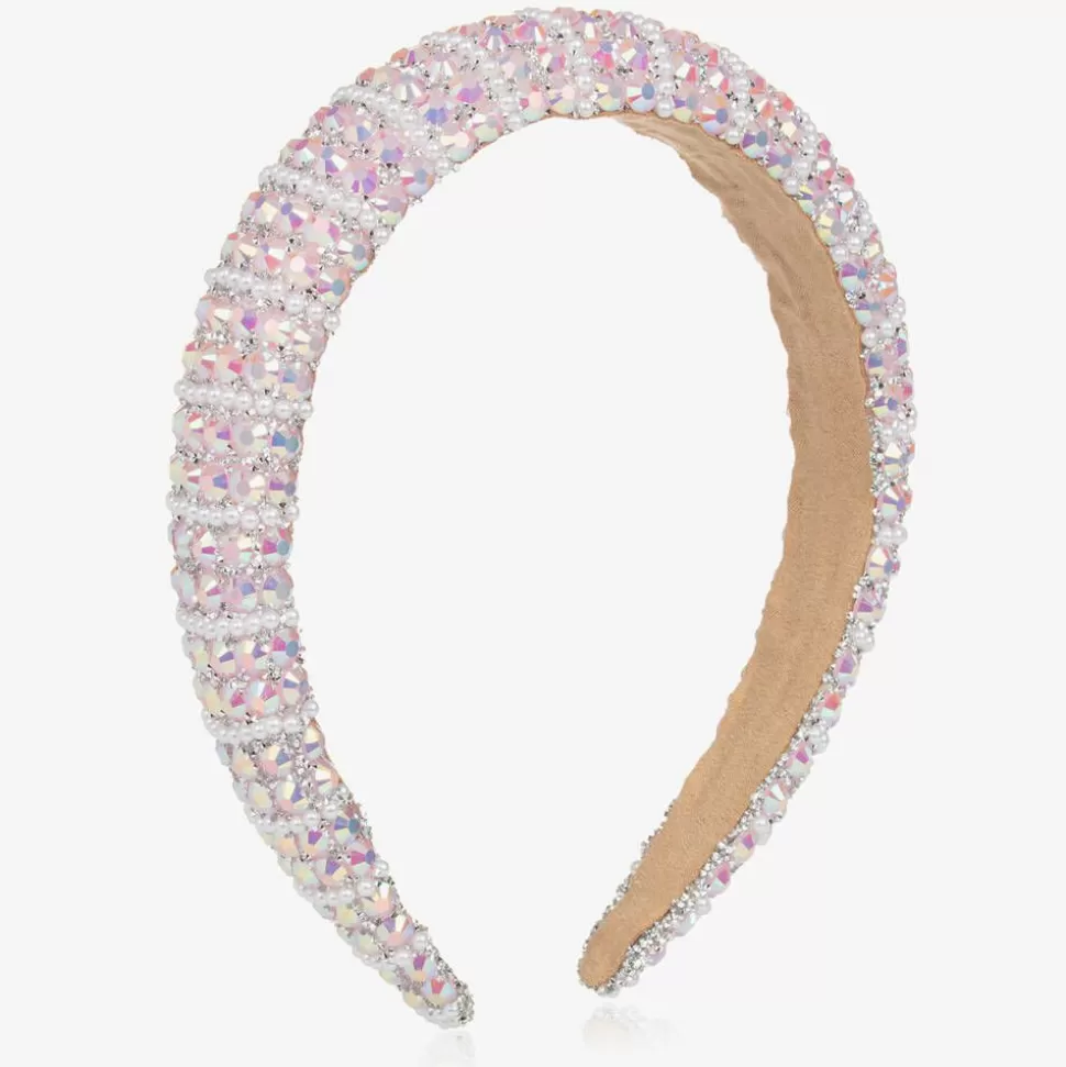 David Charles Girls Pink Diamanté Padded Hairband^ Hair Accessories