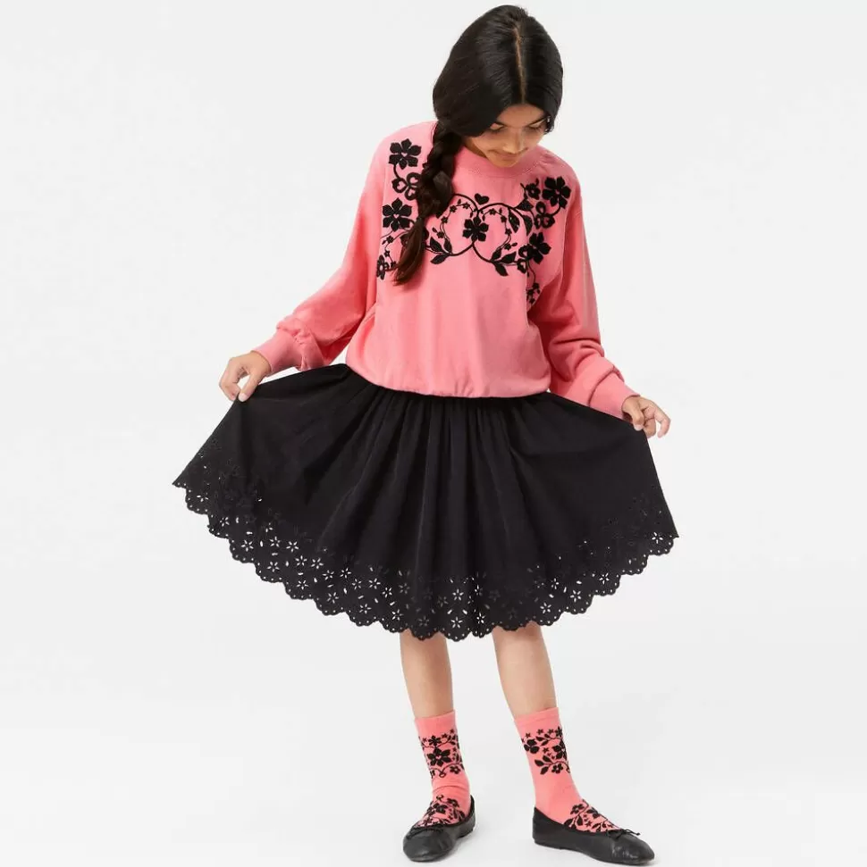 Molo Girls Pink Embroidered Cotton Sweatshirt^ Tops