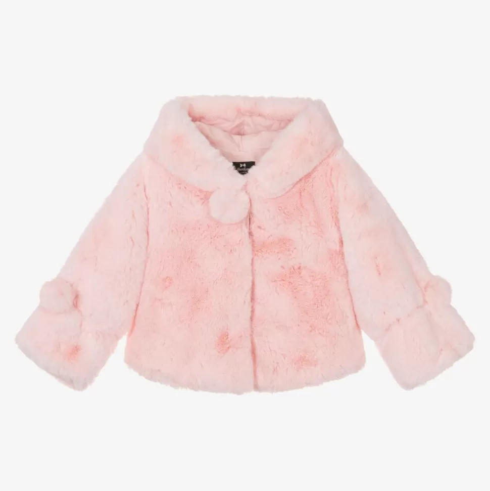 Bowtique London Girls Pink Faux Fur Hooded Jacket^ Coats & Jackets