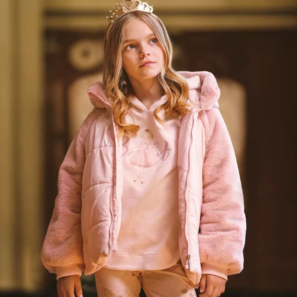 Lapin House Girls Pink Faux Fur Hooded Jacket^ Coats & Jackets