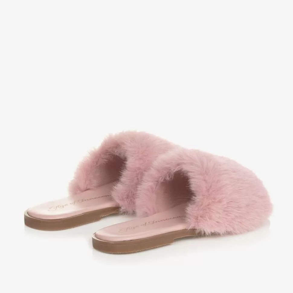 Age of Innocence Girls Pink Faux Fur Sliders^ Sliders | Sliders