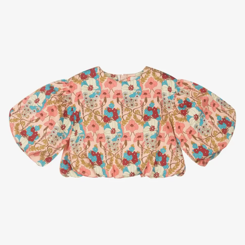 The Middle Daughter Girls Pink Floral Cotton Blouse^ Tops