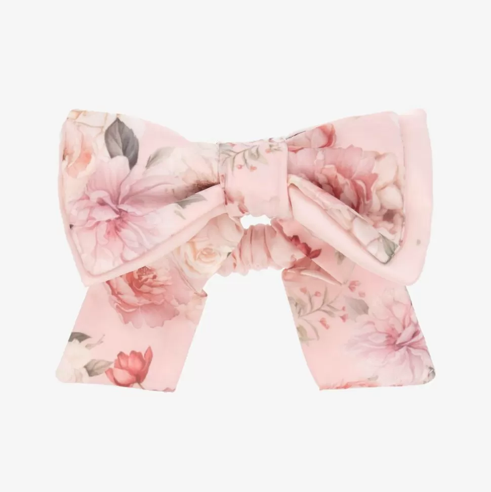 Patachou Girls Pink Floral Hair Bow Elastic^ Hair Accessories