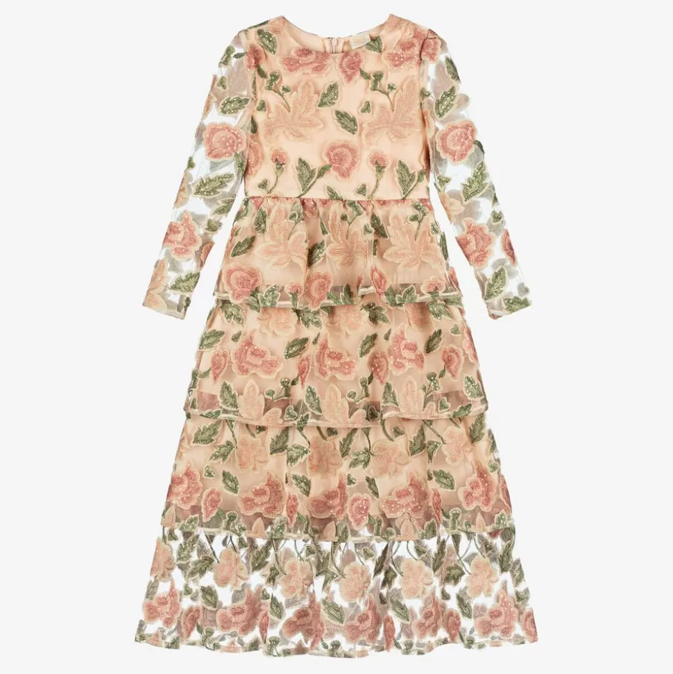 Marlo Kids Girls Pink Floral Sequin Dress^ Dresses