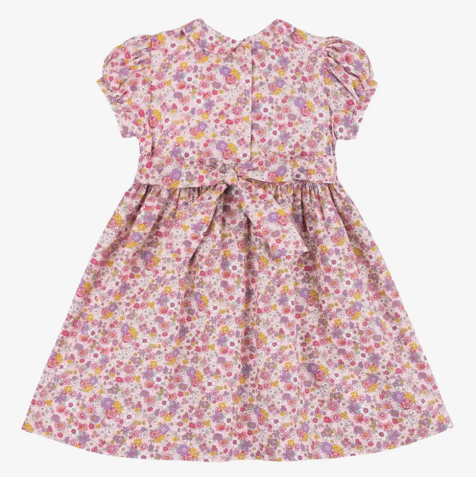 Rachel Riley Girls Pink Floral Smocked Cotton Dress^ Dresses