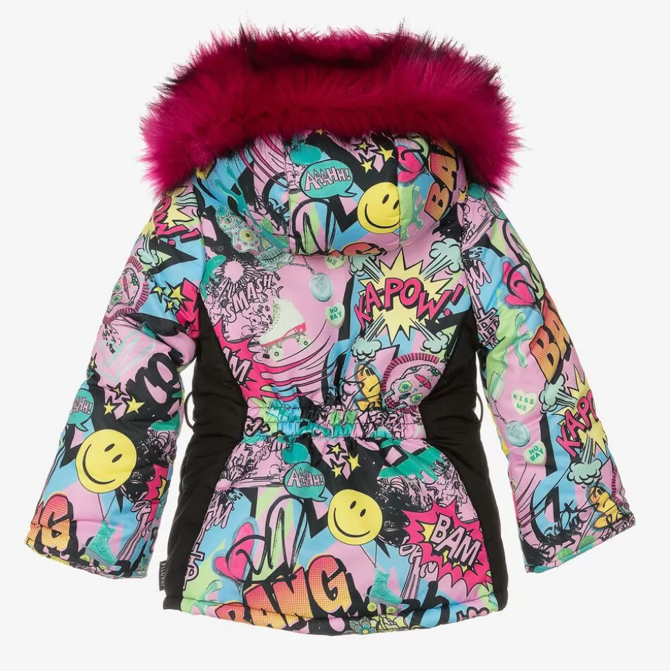 Pilguni Girls Pink Graffiti Print Ski Jacket^ Snowwear