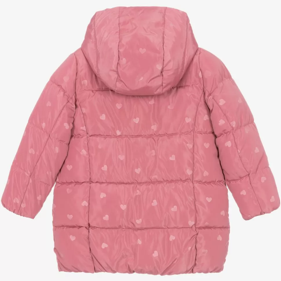 Mayoral Girls Pink Heart Puffer Coat^ Coats & Jackets