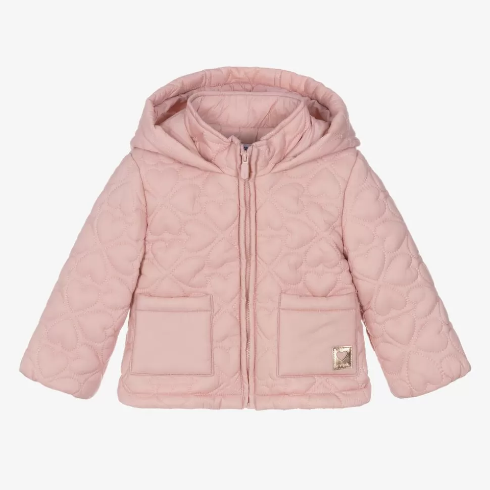 Mayoral Girls Pink Hearts Quilted Jacket^ Coats & Jackets