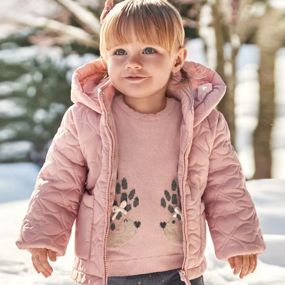 Mayoral Girls Pink Hearts Quilted Jacket^ Coats & Jackets